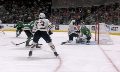 Chicago Blackhawks forward Tyler Bertuzzi scores to make it 2-1 against the Dallas Stars on Nov. 7, 2024.